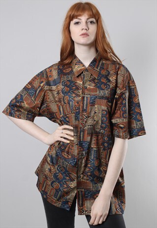 VINTAGE 90S CRAZY PATTERNED SHIRT