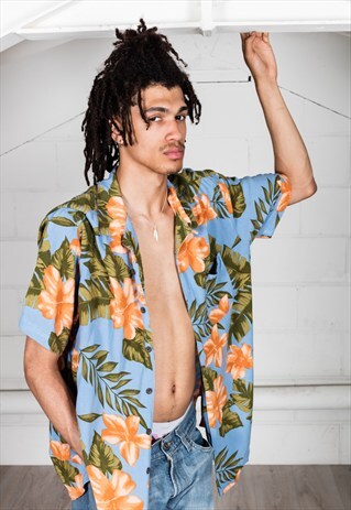 VINTAGE SHORT SLEEVE FLORAL PRINT UNISEX SHIRT