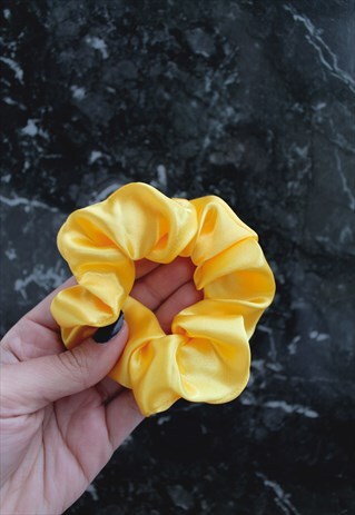 MUSTARD YELLOW SATIN HAIR BAND SCRUNCHIE