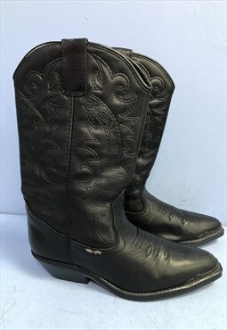Black Cowboy Boots Leather Western 