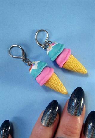ICECREAM CONE KAWAII KITSCH FESTIVAL EARRINGS