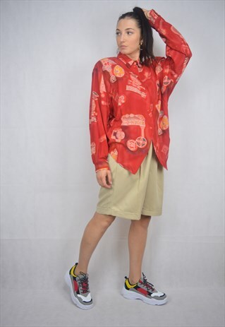 VINTAGE RED FESTIVAL GRAPHIC SHIRT