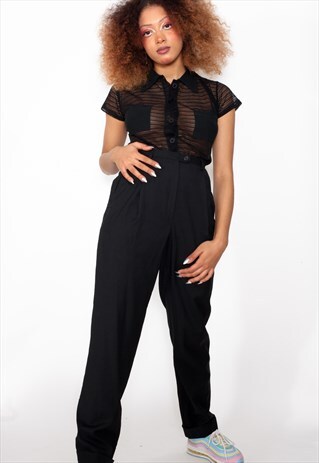 VINTAGE 80S BLACK WORK TROUSERS ID:7689