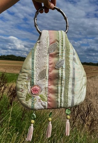 Vintage 60s Floral Fairy Bag in Spring Green