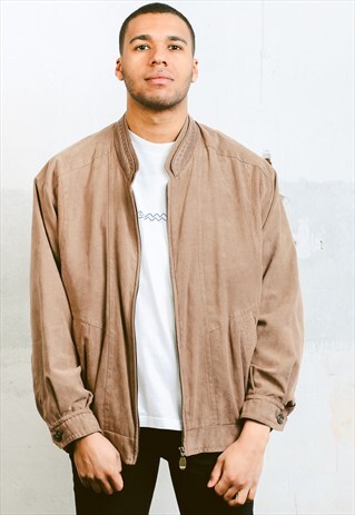 VINTAGE FAUX SUEDE BOMBER JACKET