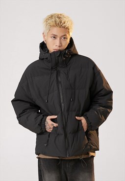 Raised neck winter bomber jacket textured mountain puffer