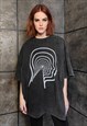 CREEPY T-SHIRT EYE PRINT TOP VINTAGE WASH RETRO GOTHIC TEE