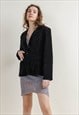 VINTAGE Y2K BOXY MINIMAL BUTTON UP BLACK VELVET BLAZER