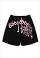 Gothic shorts premium 666 slogan spider print pants in black