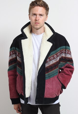 VINTAGE AZTEC FLEECE LINED FESTIVAL JACKET