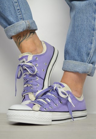 VINTAGE 90S CONVERSE PURPLE & CREAM DOUBLE TONGUE OX SHOES