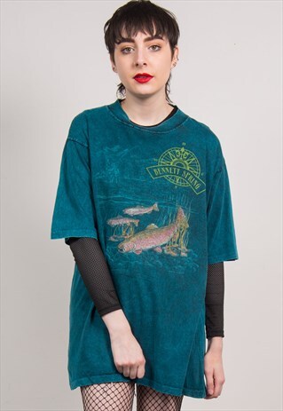 VINTAGE 90'S FISH PRINT T-SHIRT