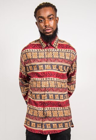 VINTAGE 90'S BATIK PATTERN LONG SLEEVE SHIRT