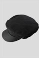 NEW VINTAGE STYLE BLACK WOOL FAUX LEATHER FIDDLER HAT