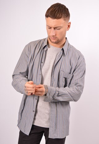 VINTAGE ARMANI SHIRT STRIPES BLUE