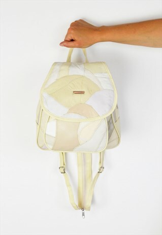 CREAM LEATHER PATCHWORK BACKPACK BAG