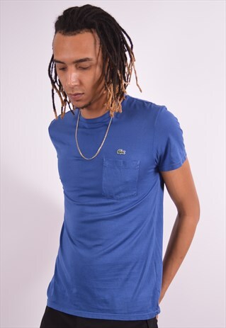 LACOSTE MENS VINTAGE T-SHIRT TOP XS BLUE 90S