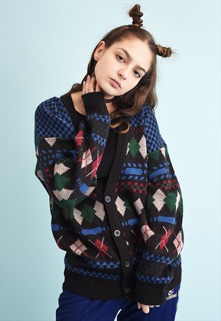 90'S RETRO OVERSIZED GRANDADS KNIT CARDIGAN