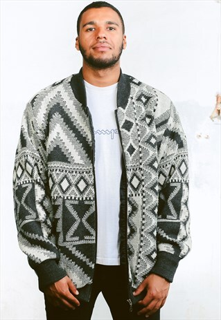 VINTAGE THICK KNIT BOMBER JACKET
