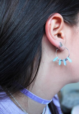 TURQUOISE TEARDROP AND STAR HOOPS