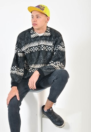 VINTAGE 80S JUMPER IN ABSTRACT PRINT