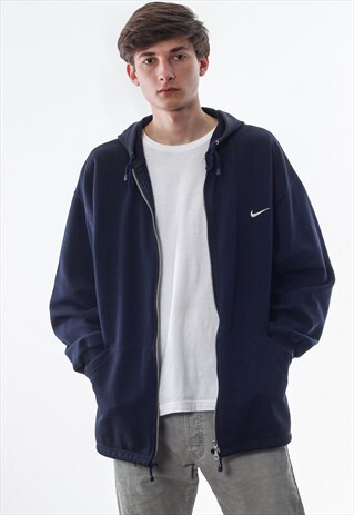 VINTAGE NIKE FULL ZIP HOODIE 90S NAVY BLUE