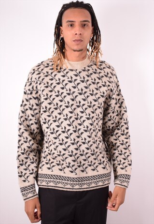 C.P. COMPANY MENS VINTAGE JUMPER SWEATER LARGE BEIGE 90S