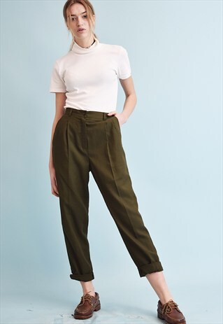 90'S RETRO CLASSY OVERSIZED HIGHWAISTED TAPERED TROUSERS