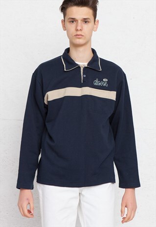 VINTAGE NAVY DIESEL POLO NECK PULLOVER SWEATSHIRT