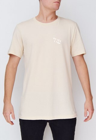 BEIGE OH YES I CAN (WHITE) T-SHIRT
