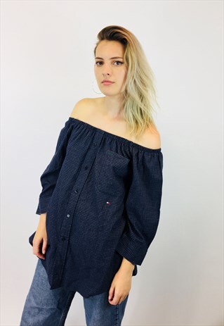 CUTE 90S TOMMY HILFIGER OFF THE SHOULDER TOP