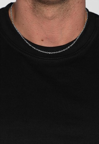 54 FLORAL PLAIN 18" NECKLACE CHAIN - SILVER