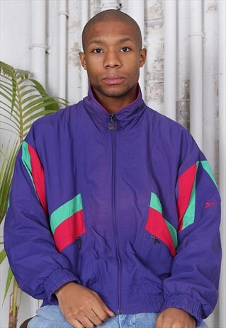 VINTAGE PUMA LOGO TRACK JACKET PURPLE