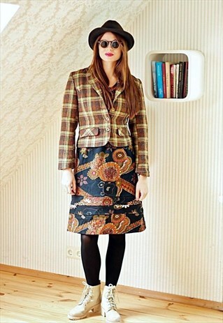 BROWN AND GREEN CHECKED WOOL JACKET