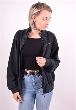 NIKE WOMENS VINTAGE TRACKSUIT TOP JACKET XL BLACK 90'S