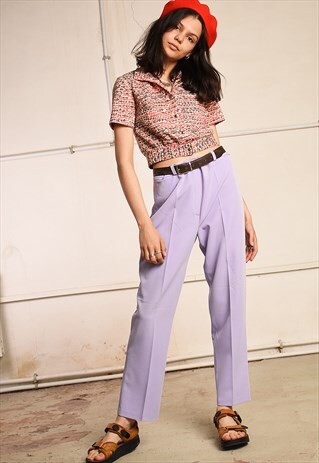 90'S RETRO REGULAR WAIST CLASSIC CUT LILAC TROUSERS