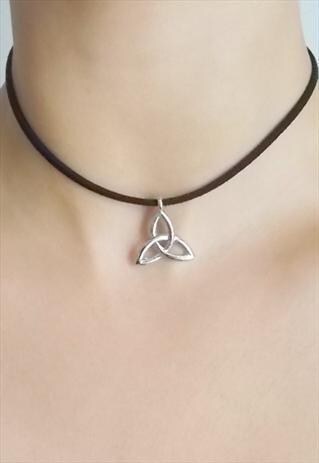 CELTIC KNOT CHOKER - BLACK SUEDE CHOKER NECKLACE