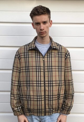 MENS REVERSIBLE BURBERRY JACKET BLACK BEIGE NOVA CHECK COAT