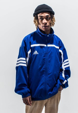 VINTAGE 90S ADIDAS TRACK TOP IN BLUE AND WHITE