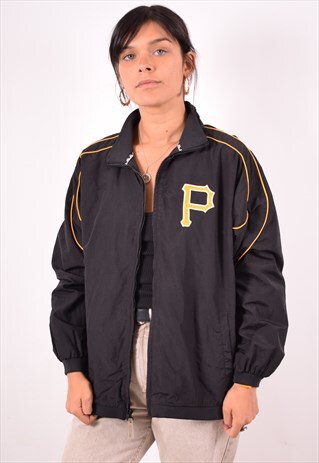 MAJESTIC WOMENS VINTAGE PIRATES JACKET LARGE BLACK 90S