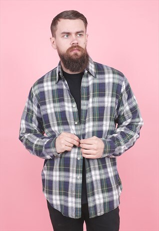 VINTAGE LL BEAN CHECK FLANNEL SHIRT /R8039