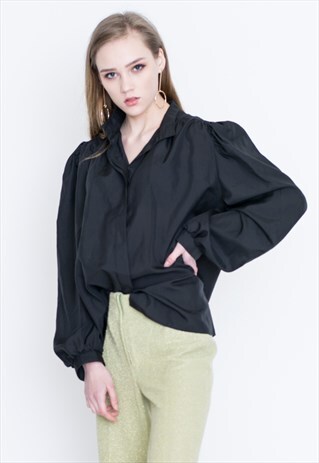 VINTAGE BLACK LONG SLEEVE RETRO SHIRT