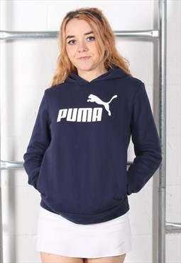 Vintage Puma Hoodie in Navy Pullover Sports Jumper Small