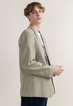 Vintage Classic Button Up Checked Men Blazer in Multi M