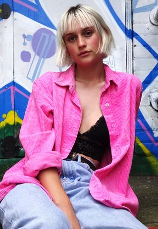 PINK CORD 90'S SHIRT JACKET