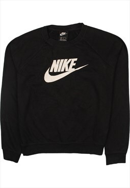 Vintage 90's Nike Sweatshirt Swoosh Crew Neck Black Medium