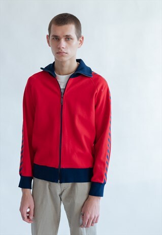 VINTAGE 80S ZIP UP SPORTS JACKET IN RED