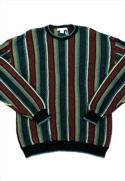 Vintage 3D Knit Abstract Stripey Design Jumper