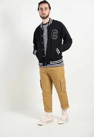 VINTAGE CARHARTT BIG LOGO POPPER JACKET BLACK