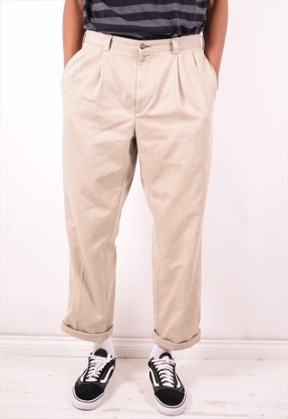 TOMMY HILFIGER MENS VINTAGE TROUSERS W34 L32 BEIGE 90S